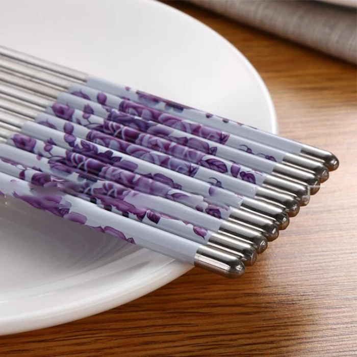 5 пар палочек для еды из нержавеющей стали красивый подарочный набор китайские