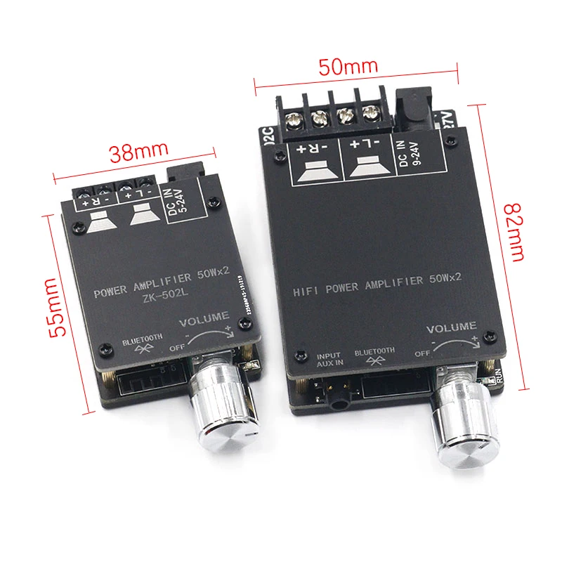

MINI Bluetooth 5.0 Wireless Audio Digital Power amplifier Stereo board 50Wx2 Bluetooth Amp Amplificador ZK-502L