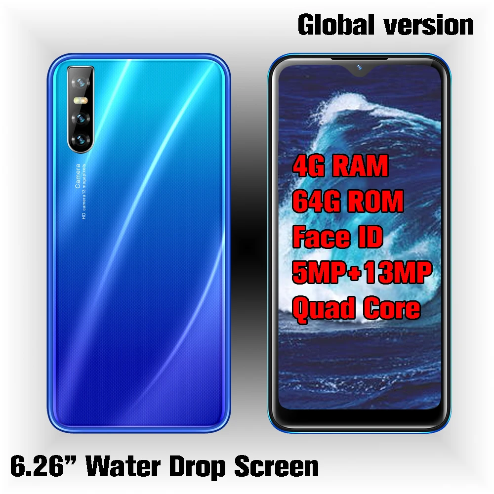 

Quad core A20s smartphones 4GB RAM 64GB ROM 13MP Face ID unlocked Water drop screen 6.26inch Android mobile phone celulares wifi