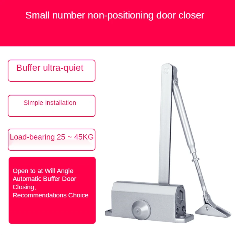 

Automatic Door Closer 2 Spring Hydraulic Buffer Adjustable Door Stopper Speed Mute Closing For 25 to 80KG Door Hardware