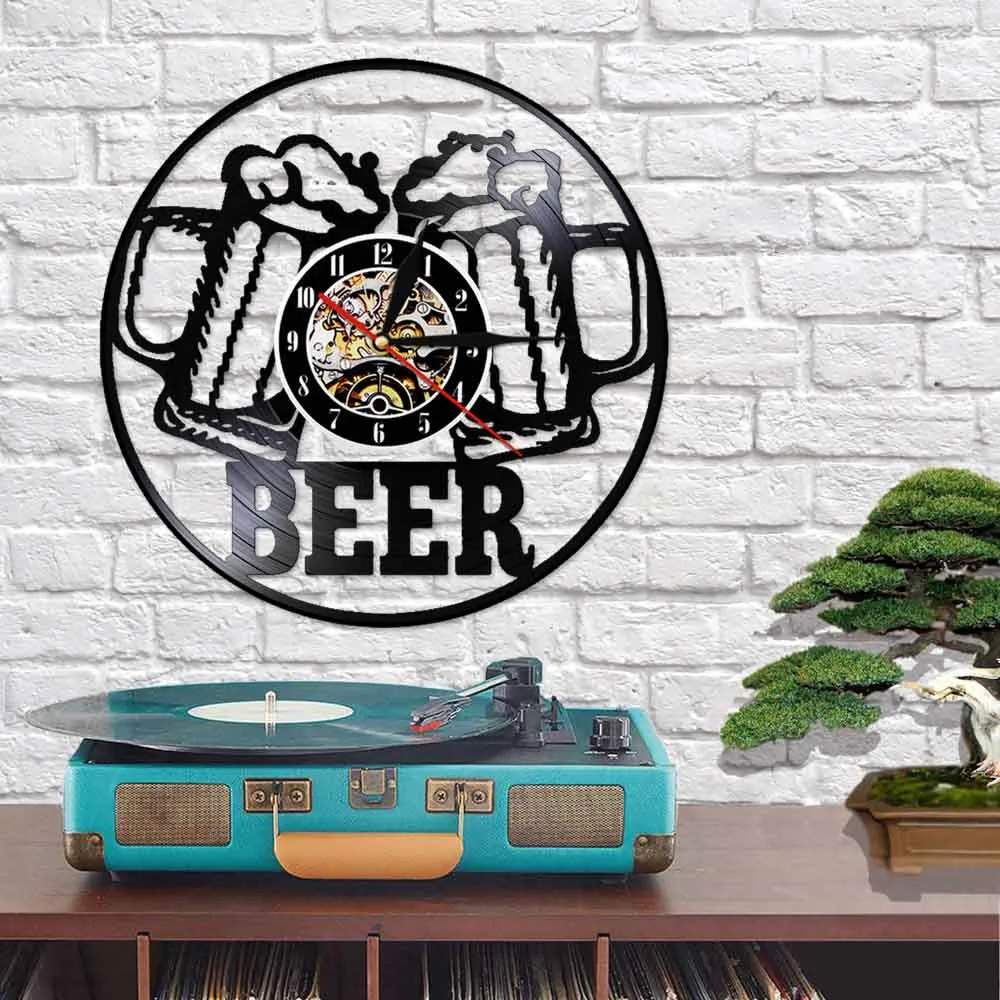 Настенные часы с виниловой пластиной It is Beer Drink декоративные цветные со