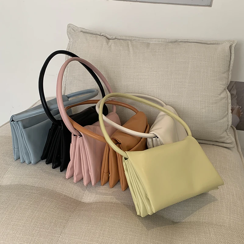

Multi-layer Soft Leather Handbags For Women 2021 Ladies Simple Shoulder Bags With Round Handle Luxury Brand Party Purses