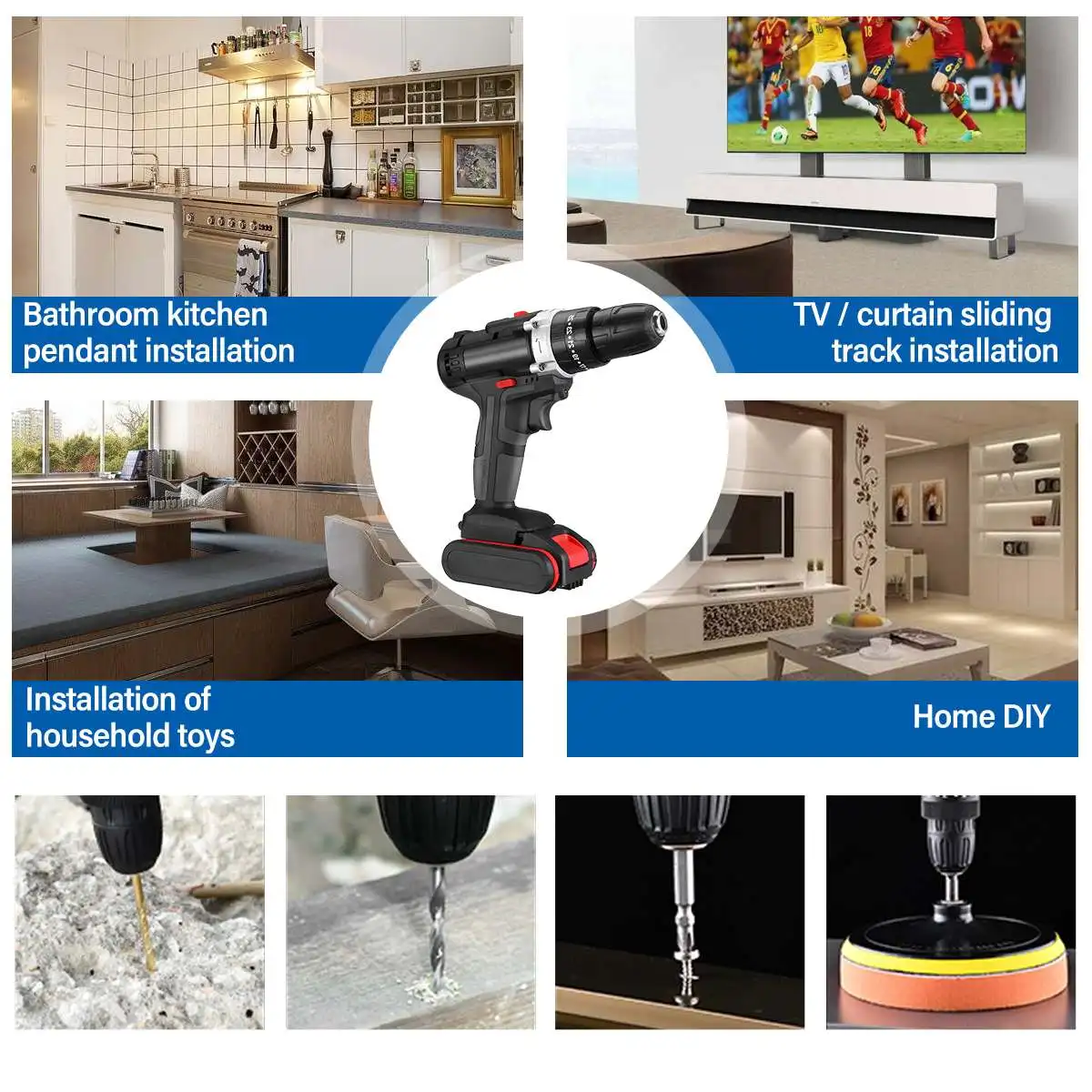 

New 48V Cordless Impact Drill Electric Screwdriver Set Tool Cordless Drill Hammer Hight Power EU/AU/US Plug With 1/2 Batteries