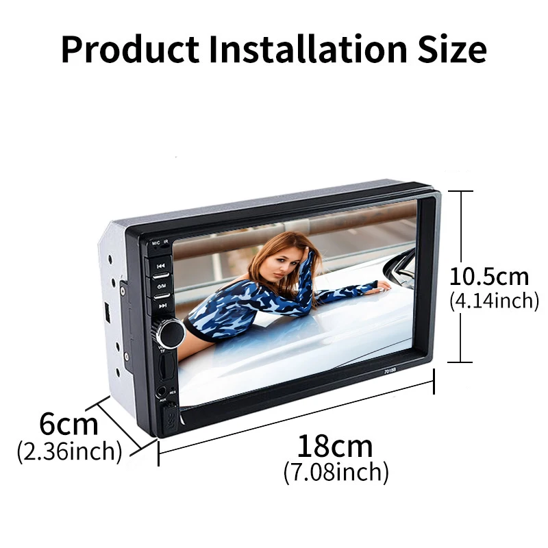 Hippcron Автомагнитола MP5 2 Din Bluetooth HD 7 "сенсорный экран стерео 12 В FM ISO Power Aux вход SD USB