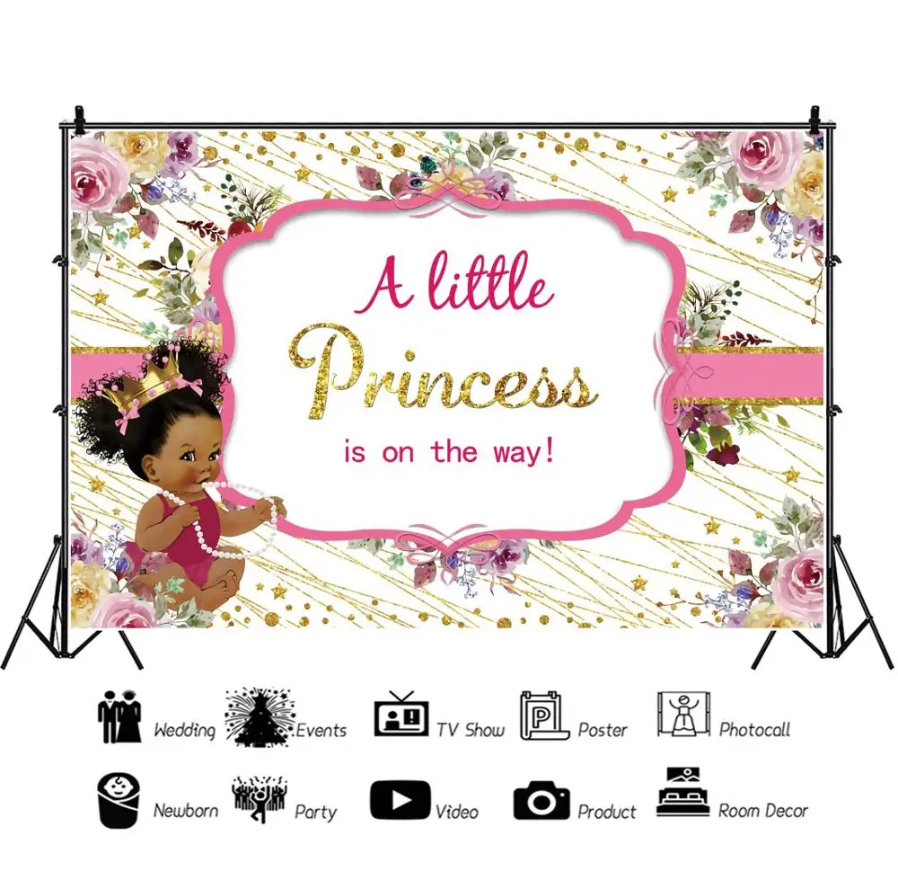 Виниловый фон для фотосъемки с розовым цветком и золотыми точками новорожденных