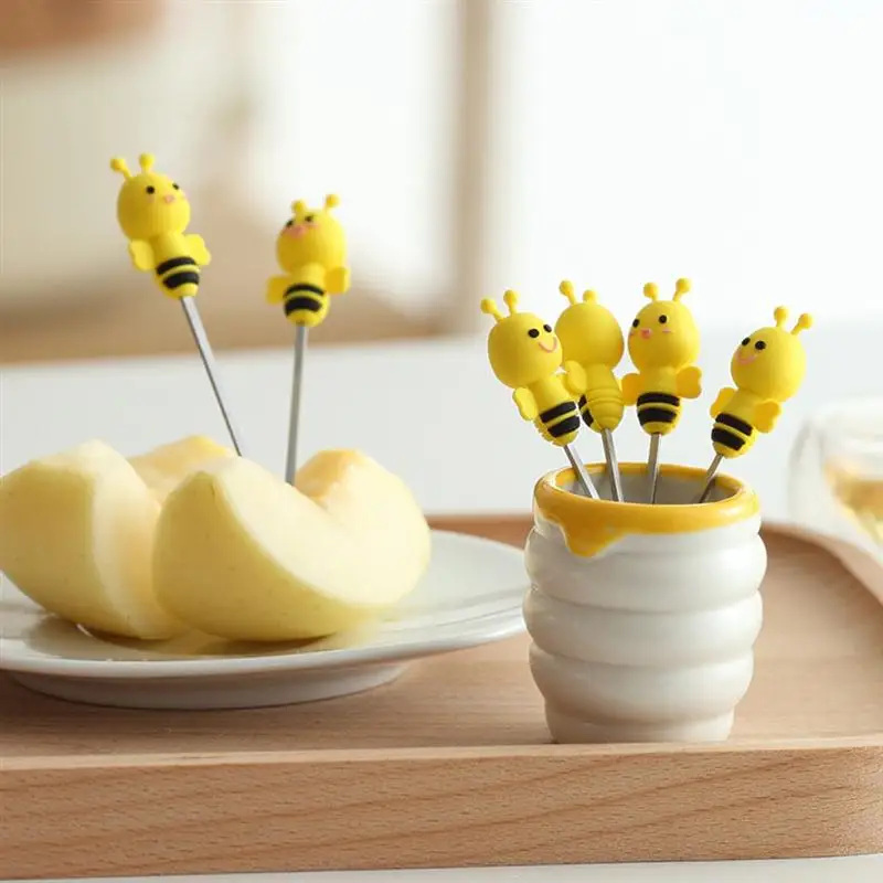 Набор силиконовых вилок для фруктов 7 шт. вилки из нержавеющей стали с