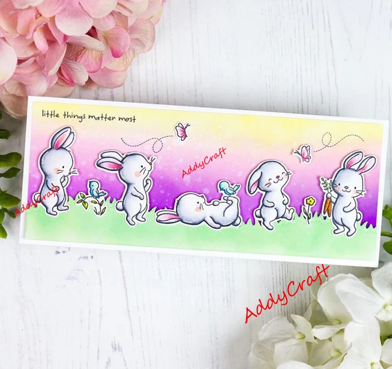 Милый кролик металлический Трафаретный вырубной штамп и прозрачные наклейки