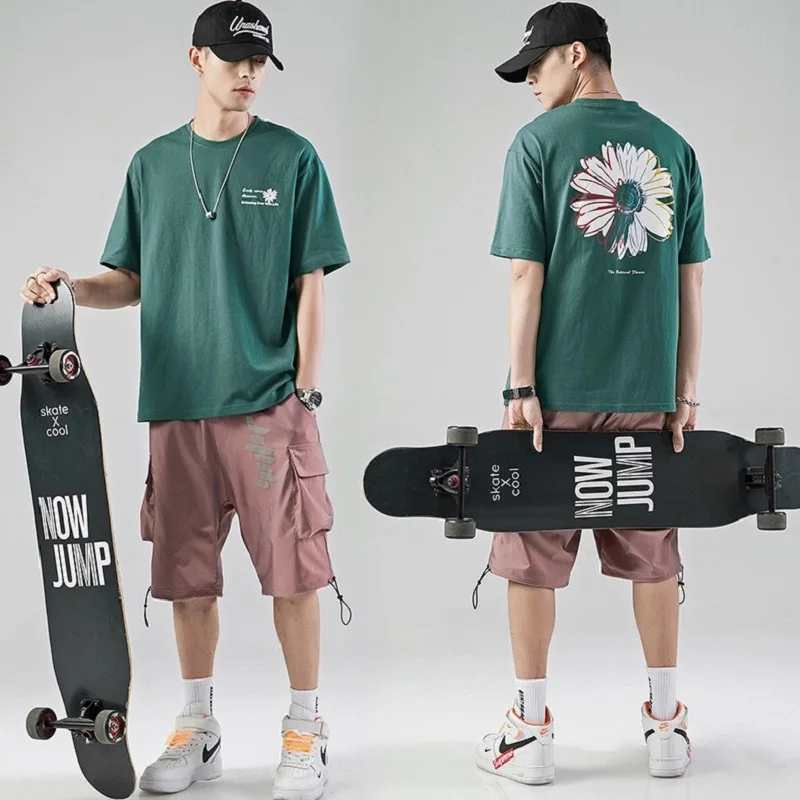 IiDossan/Хлопковые футболки для мужчин летние с объемным цветочным принтом женские