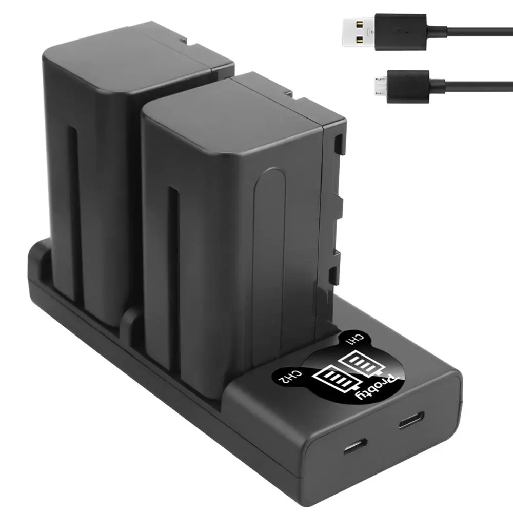 2 шт. 5200 мА/ч NP F770 F750 np f750 NPF770 750 батареи + светодиодный USB Зарядное устройство для Sony