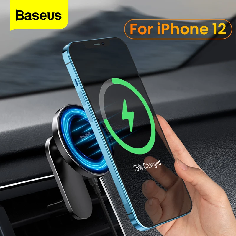 

Автомобильное беспроводное зарядное устройство Baseus Qi, магнитный держатель для телефона 15 Вт с функцией быстрой зарядки для iPhone 12 Pro Max