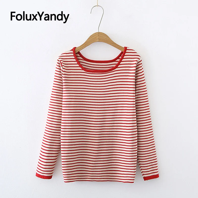 

Striped Women Sweaters Plus Size O-neck Casual Long Sleeve Sweater Spring Autumn KKFY5693