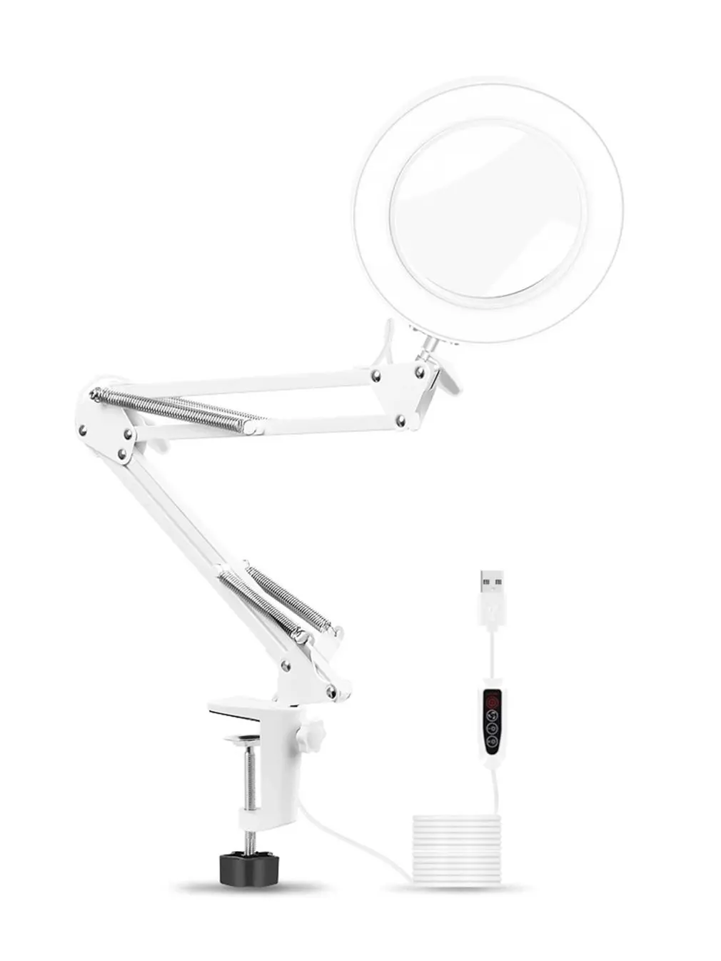 

LED Magnifier Lamp Folding Long Arm Clip Eye Protection Lamp Usb Reading Book Lamp Magnifying Glass Lamp White