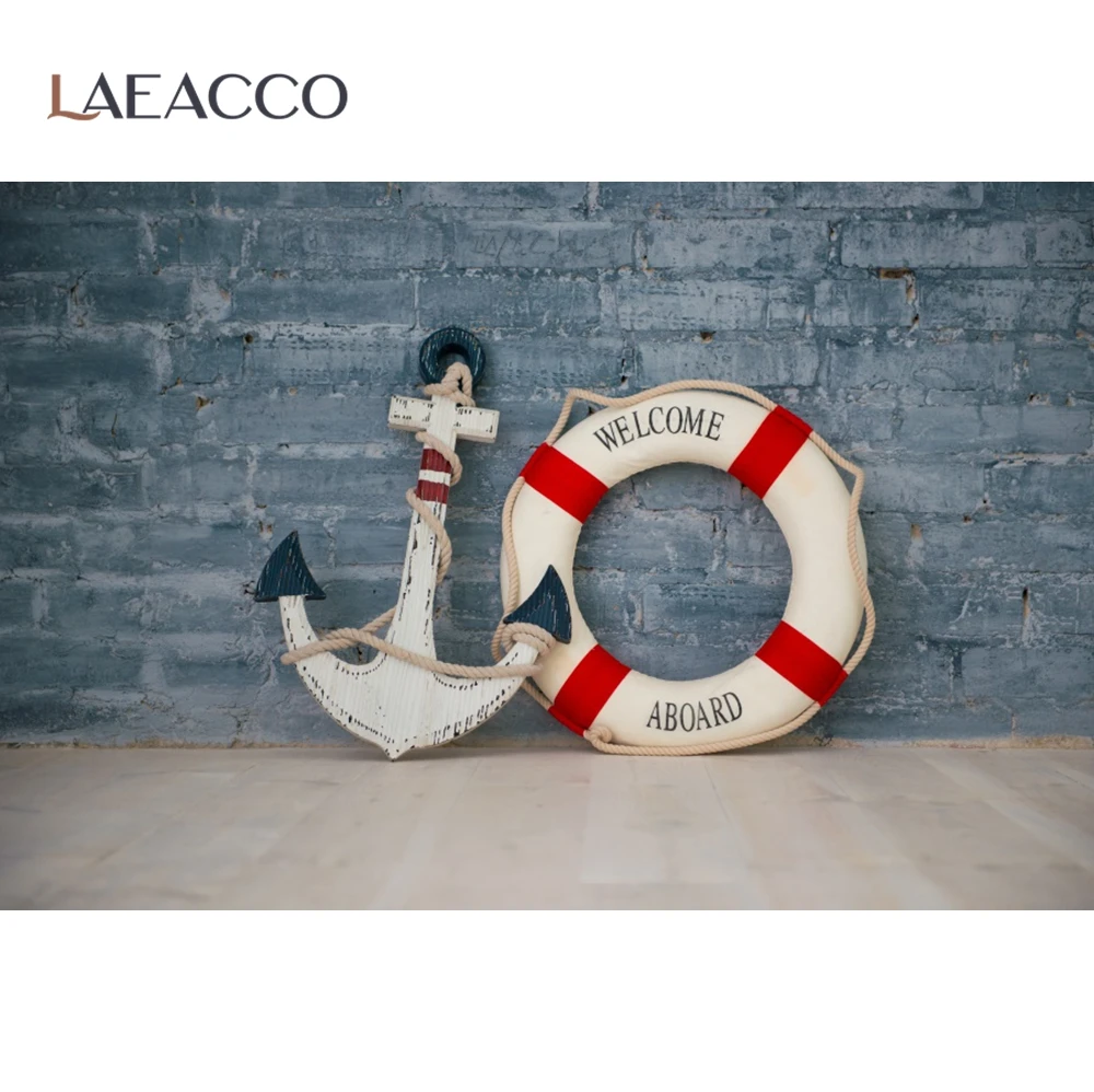 Фон для студийной фотосъемки с изображением корабля якоря детского дня рождения