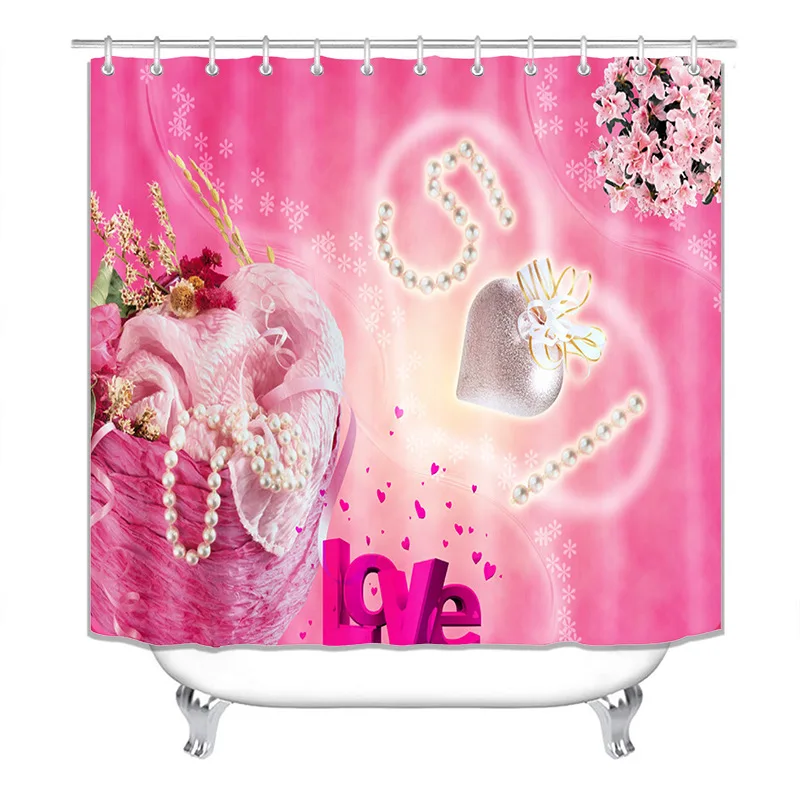

Waterproof Shower Curtains BathroomNon-Slip Rug Toilet Lid Cover Bath Mat Cortina de ducha impermeableRideau de douche toilette