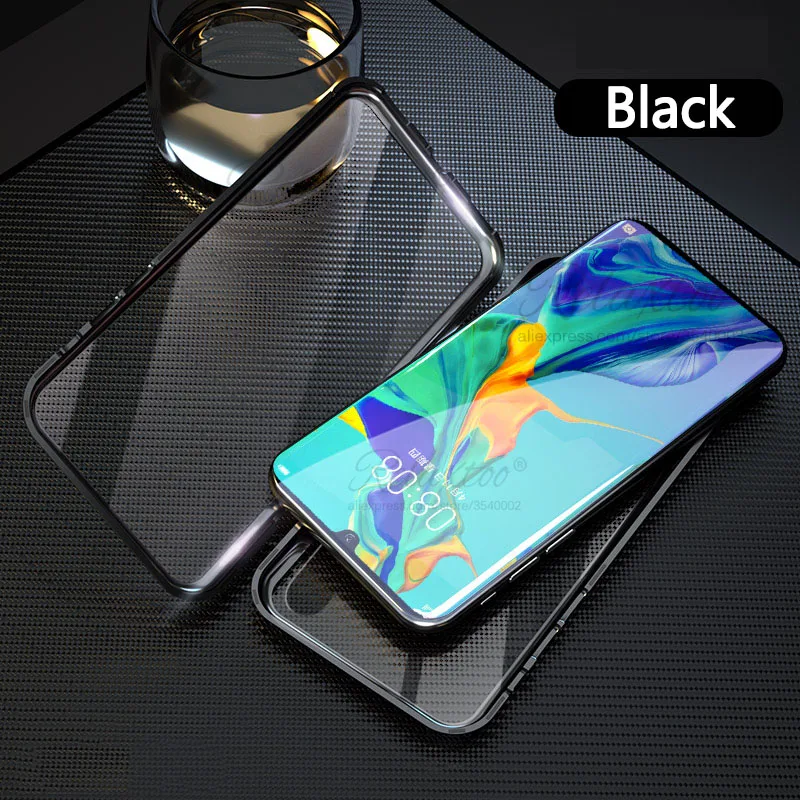 Black Роскошный защитный Магнитный чехол на весь корпус для huawei honor 10 lite 20 Pro 360, двойная задняя крышка из закаленного стекла для honor 10 lite, чехол - Цвет: Black
