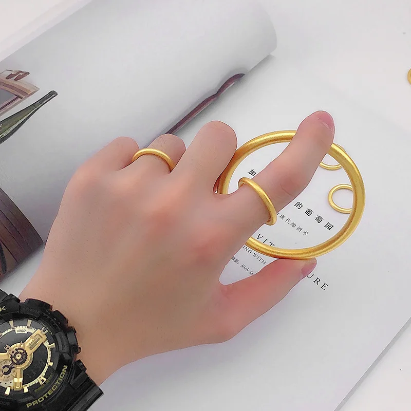 Fashion Korean 14k Gold Ring for Women Men Wedding Engagement Jewelry Couple Rings Lovers Statement Birthday Gifts | Украшения и