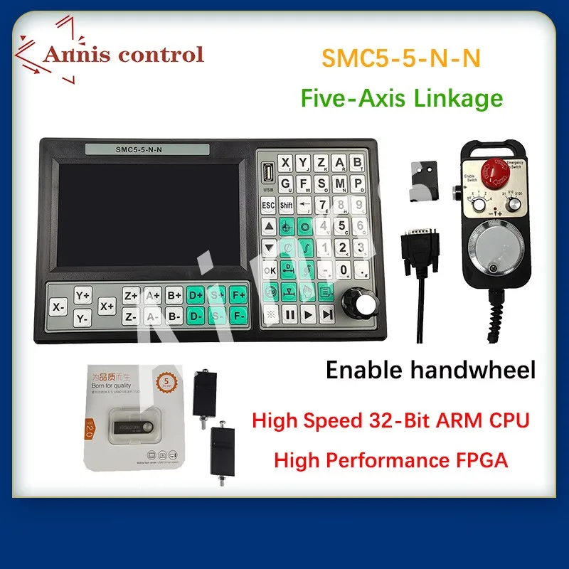 CNC Controller Offline  USB SMC5  CNC5-Axis Offline Mach3  G-Code7-Inch Large Screen Emergency Stop Enabling Electronic Handwhel