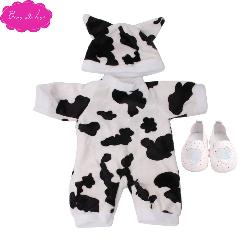 

18 inch Girls doll clothes Cute cartoon set red New Year outfit with shoes American newborn skirt toys fit 43 cm baby dolls c236