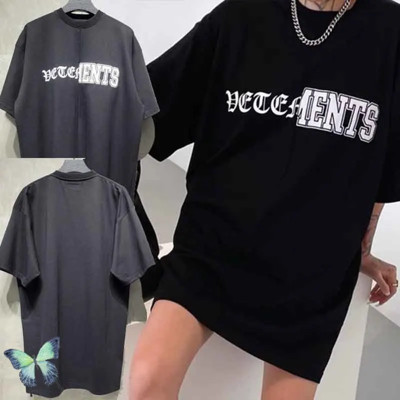 

Vetements Patchwork T-shirt Top Quality Back Embroidery Logo Vetements T Shirt Men Women VTM Tops