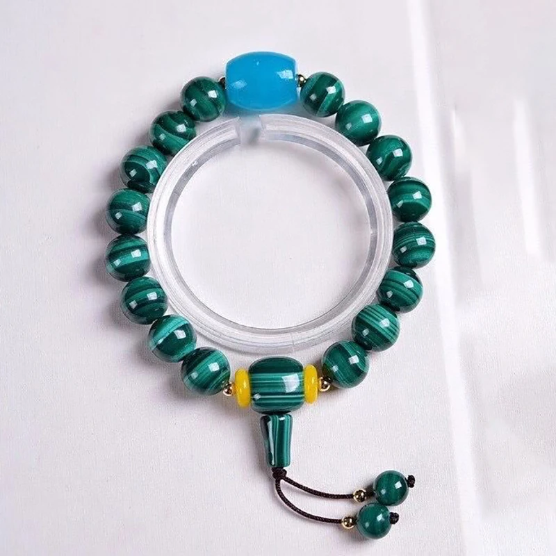

Authentic Malachite Natural Stone Bracelets 10mm Round Beads With Bucket bead Charms Bracelets For Women Men Bracelet Jewelry