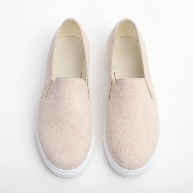 Однотонная женская обувь Осенние Лоферы без застежки на плоской подошве