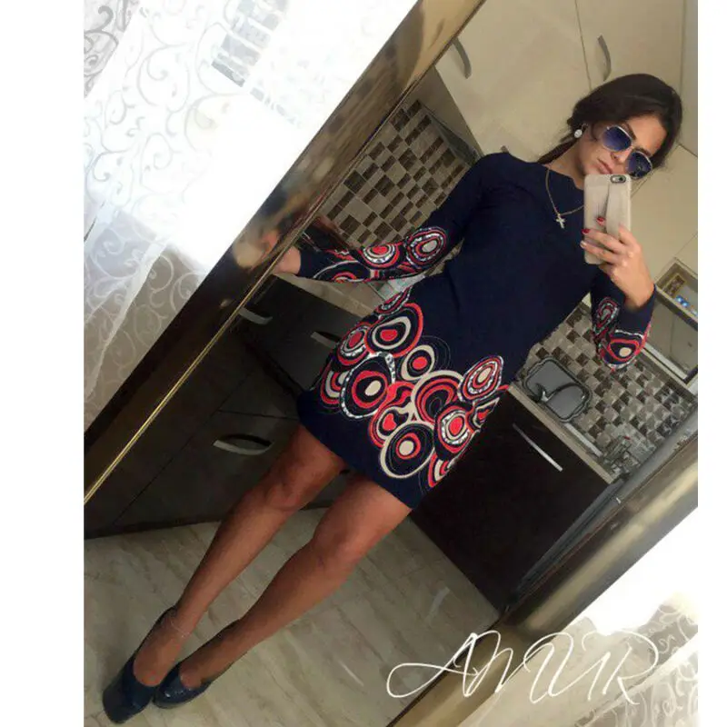 Женское Бандажное облегающее Короткое мини-платье с длинным рукавом для