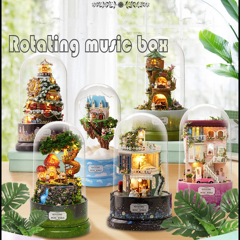 

Creative DIY Dollhouse Twirling Music Box Miniature Hand-Assembled Toys For Friends And Family Birthday Christmas Presents