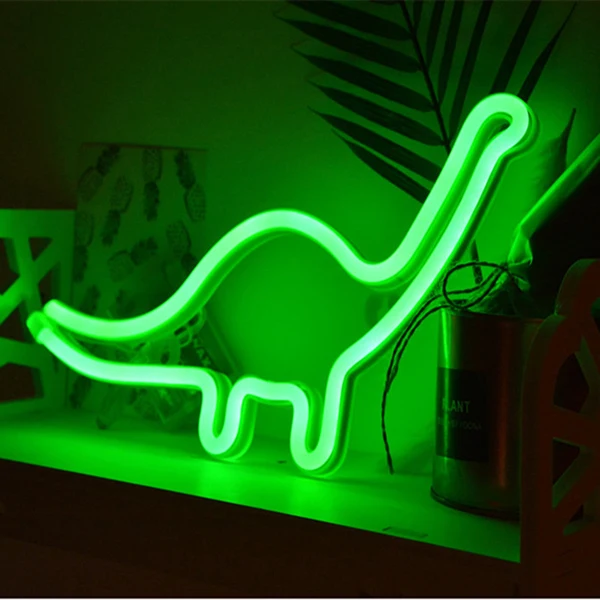 dinosaur Светодиодный неоновый светильник, теплый белый настенный художественный знак, светильник s модель, лампа для спальни, украшения для дома, вечерние, праздничный декор, 5 В, USB/на батарейках - Испускаемый цвет: dinosaur