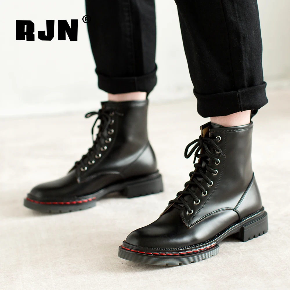 RJN женские Ботинки Martin из натуральной кожи в британском стиле осенние модные