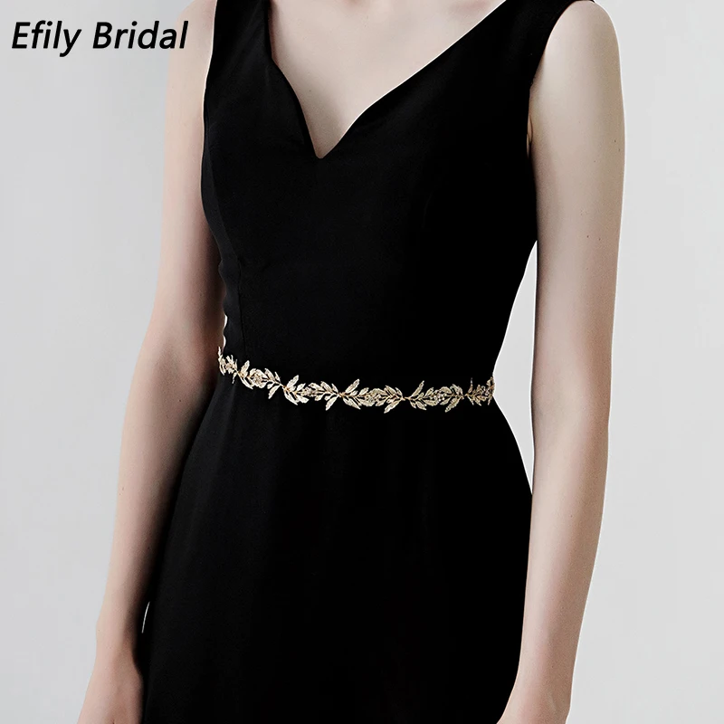 Efily Свадебные Стразы ремни для женщин аксессуары золотого цвета модные