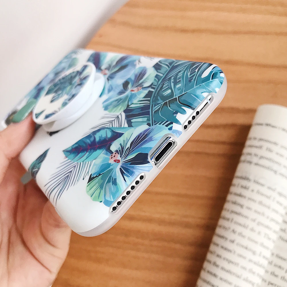 LOVECOM Ретро цветок лист стрейч держатель чехол для телефона для iPhone 11 Pro Max XR XS Max 7 8 6 Plus чехол мягкий IMD Телефон задняя крышка