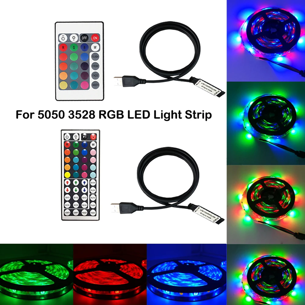 

1m USB DC 5-24V Inline IR Controller with 24 Key Wireless Controller for 5050 3528 RGB LED Light Strip