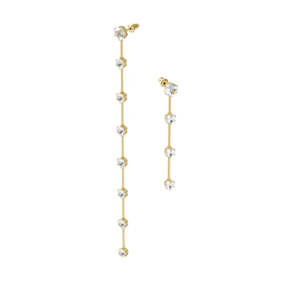 

2021 Fashion SWA New Constella Pierced Earrings Elegant Golden Asymmetrical Round Crystal Ladies All-match Romantic Jewelry Gift