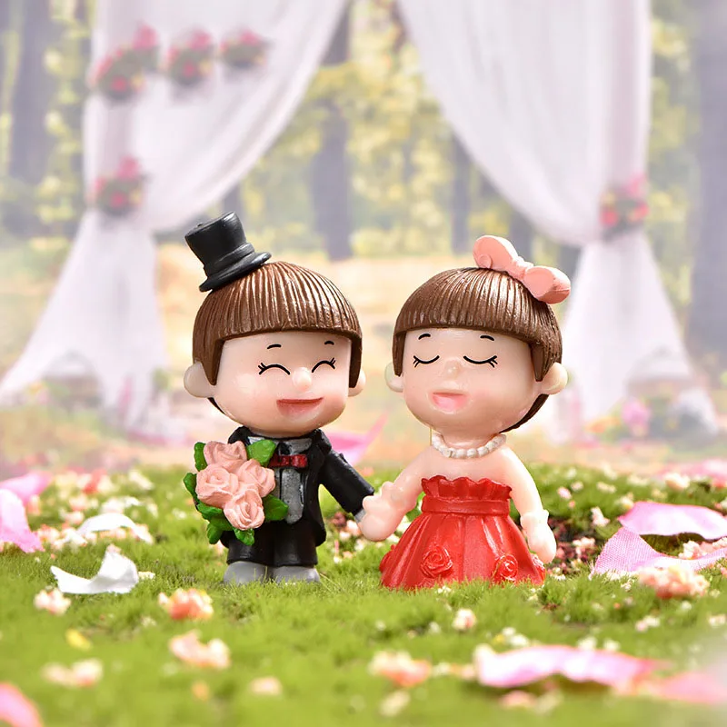 Мини-куклы для пар Свадебные пары микро-пейзаж торт хрустальный шар аксессуары