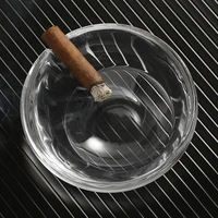 galiner luxury cigar ashtray single glass crystal round fit 1 slot holder home travel smoking accessories ashtray outdoor
