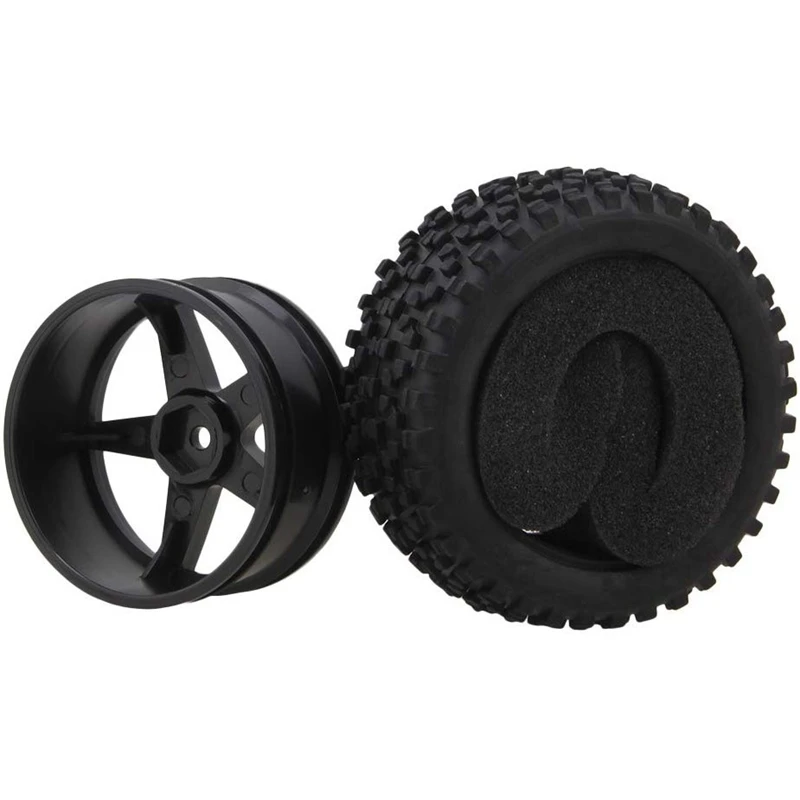 

4Pcs Front Rear Pentagram Plastic Wheel Rims + High Grip Rubber Tires Tyres for RC 1:10 Off-Road Car Buggy
