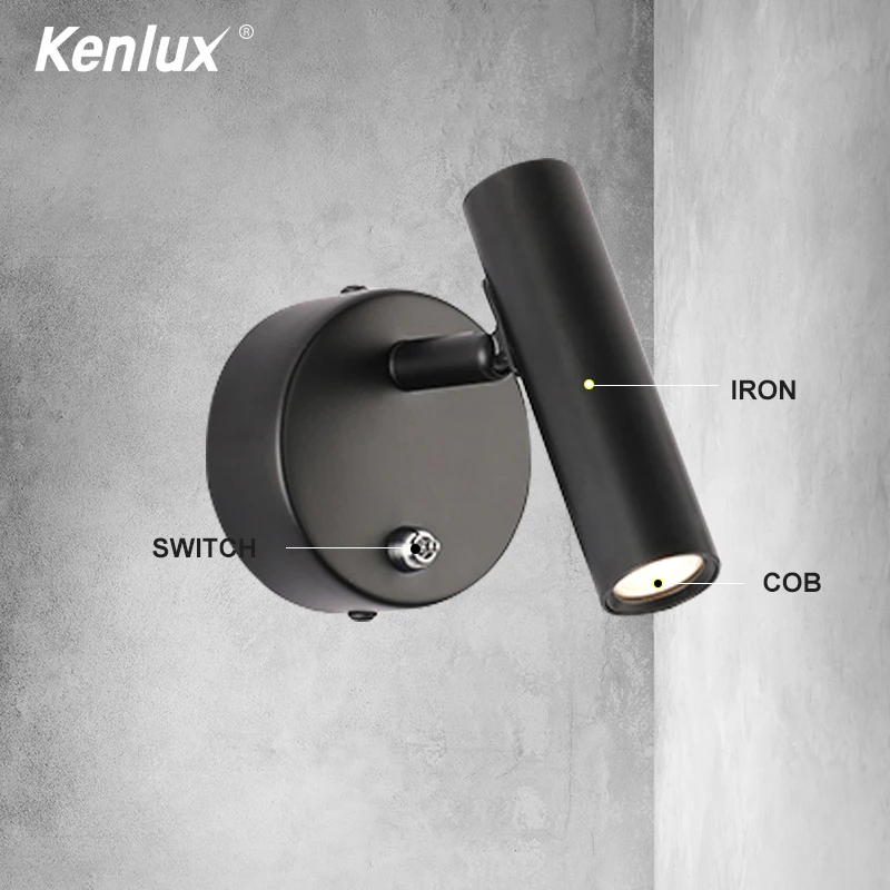Светодиодный настенный светильник Kenlux с выключателем комнатное освещение для