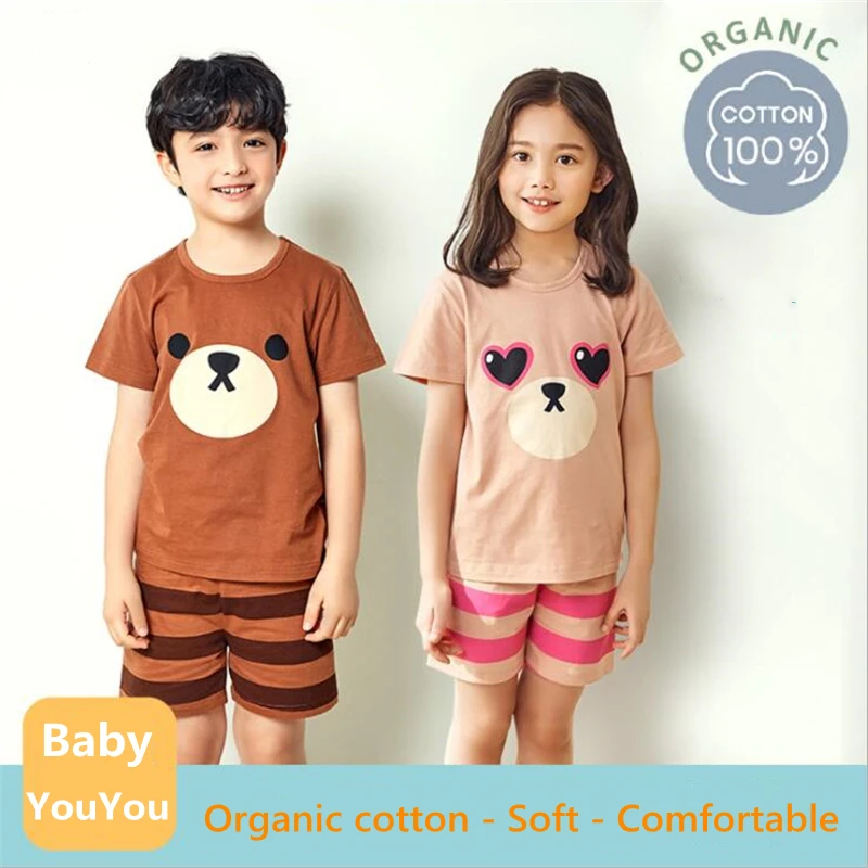 

Детские пижамы 2021, Детская футболка, повседневная одежда с мультяшным рисунком для маленьких девочек и мальчиков, костюм с коротким рукавом...