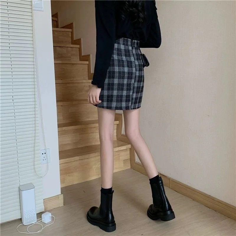 

Plaid Mini Skirt Women Casual Slim Slender Chic All-match High Waist Streetwear Fashion Females Skrit Trendy Korean Style Girls