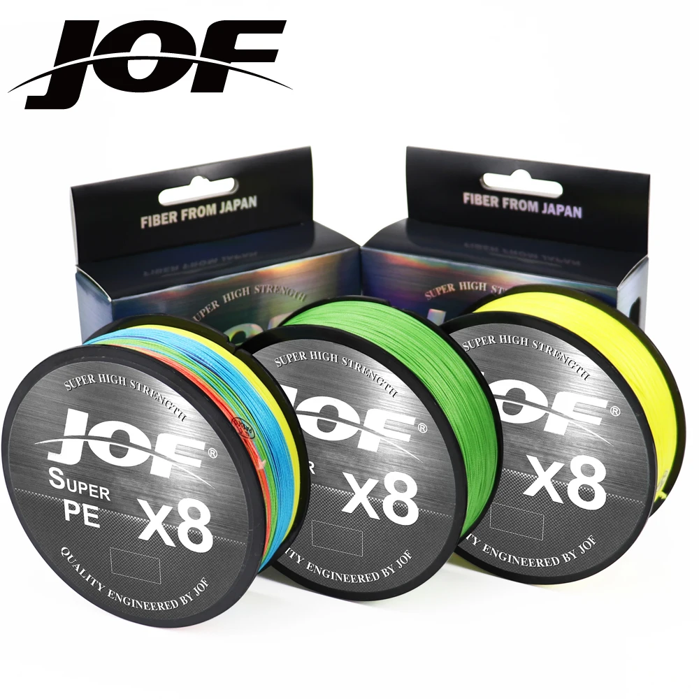 JOF 8 Braided Fishing Line 150M Multifilament PE 4 Strands Fishing Cord 10LB-85LB Strong Japan Technology Orange 7colors
