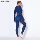 NCLAGEN, Бесшовные женские трикотажные рубашки с длинным рукавом, брюки, костюм для йоги, фитнеса, тренажерного зала, спорта, тренировок, бега, тренажерного зала