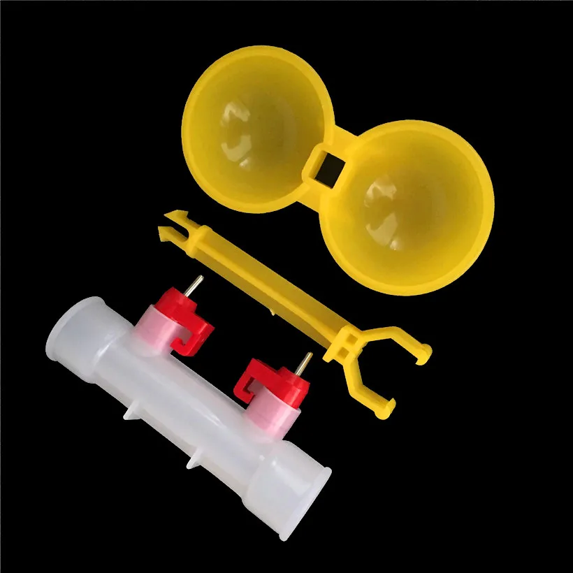 

25 pcs Chicken double nipple 25mm Hanging cups Chicken waterer Ball nipple drinkers 360 drinking Durable Farm Feeding Tools