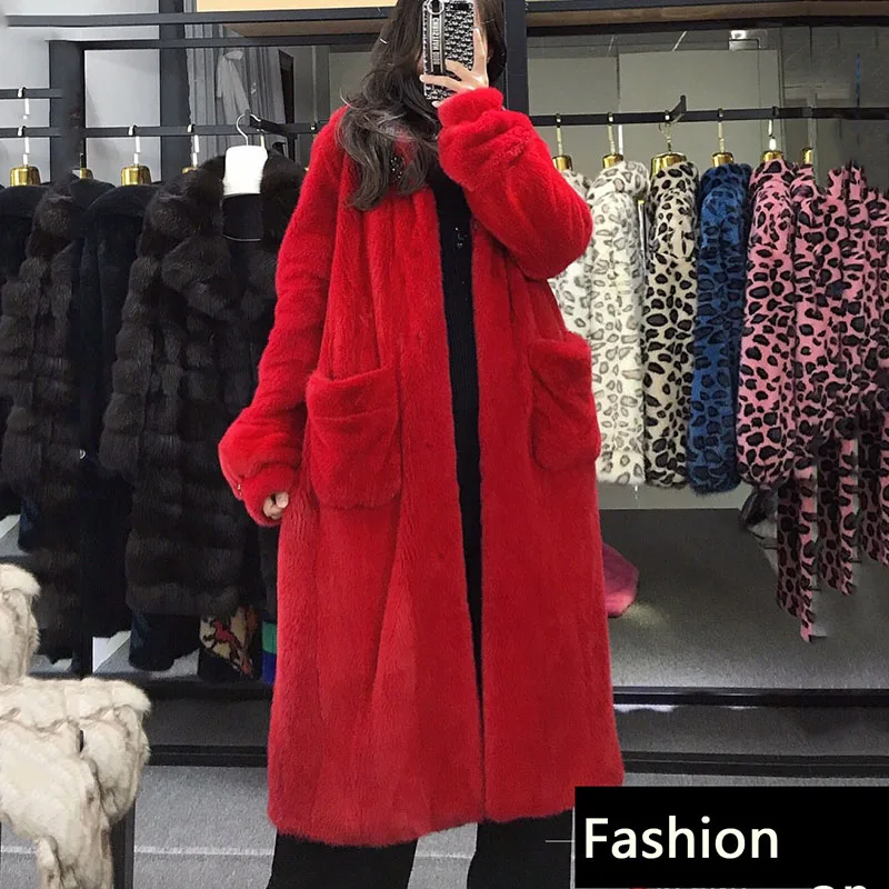 Outerwear Imitation Fox Fur Loose Temperament High Quality Women Fur Coat Winter Warm Hooded Thick Fashion Women Fur Coat JK294