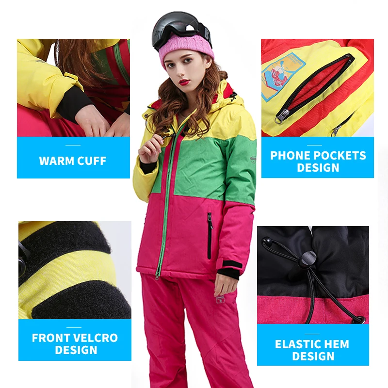 SAENSHING лыжный костюм для женщин водонепроницаемая куртка горных лыж + штаны
