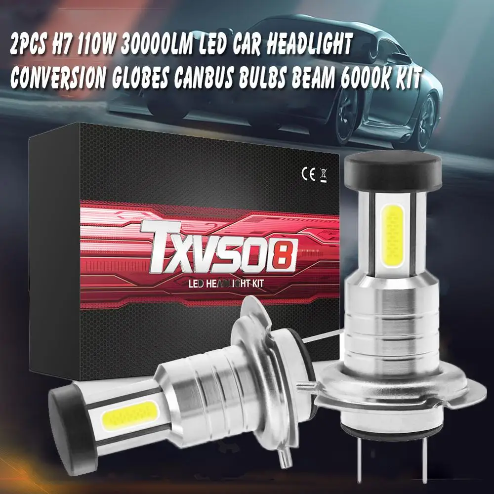 

2Pcs H7 LED 110W 30000LM LED Car Headlight Conversion Globes Canbus Bulbs Beam 6000K Kit Led Headlight Car Lights Headlamp