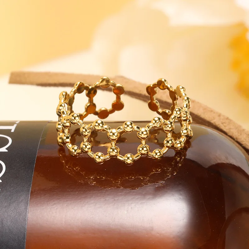 

Открытое кольцо из 18-каратного золота в европейском и американском стиле с регулируемым холодным ветром, простое женское кольцо на указате...