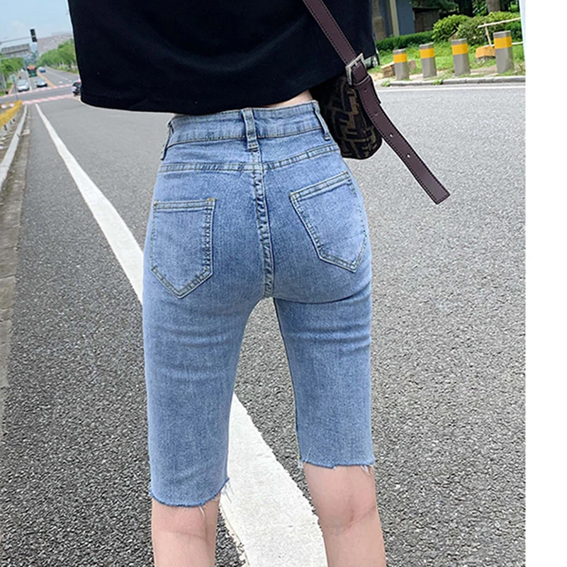 Женские винтажные джинсы с высокой талией B07703F эластичные облегающие до