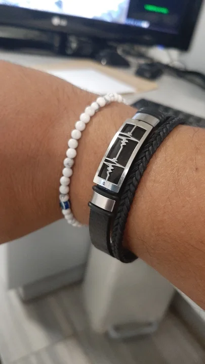 Браслет-манжета мужской плетеный из кожи и нержавеющей стали | Украшения