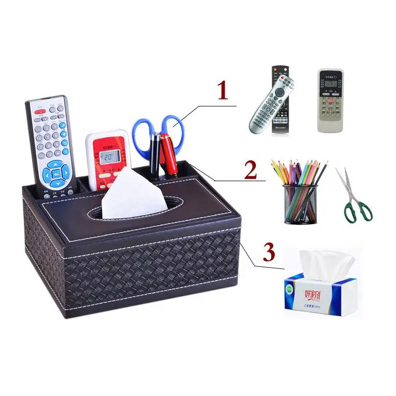 

Creative Square Household Leather Multi-purpose Tissue Box Paper Tray Napkin Box Living Room Remote Control Storage Box