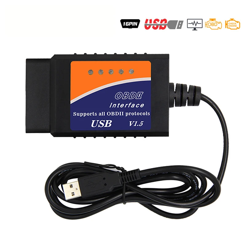Автомобильный считыватель кодов OBD/OBDII OBD2 сканер ELM327 USB автомобильный